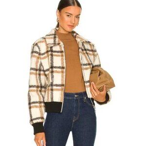 NWOT Jonathan Simkhai Standard Pia Plaid Jacket Wool Blend Sherpa